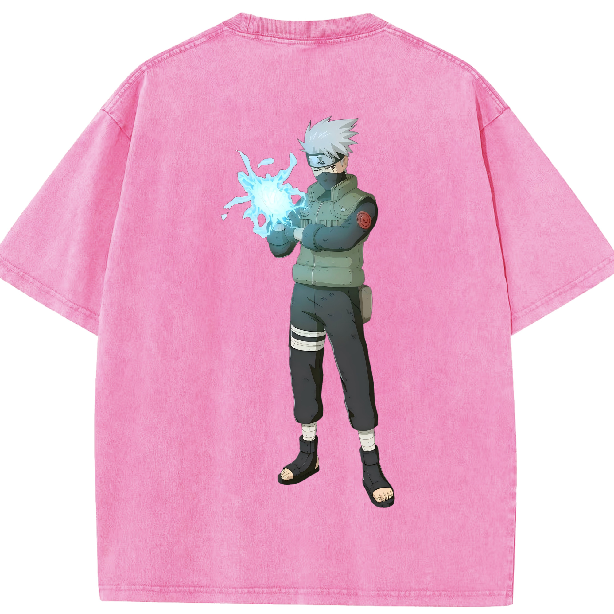（画像用） NARUTO -ナルト- はたけ カカシ Hatake Kakashi 綿100% ヴィンテージ風 半袖Tシャツ（背面プリント）